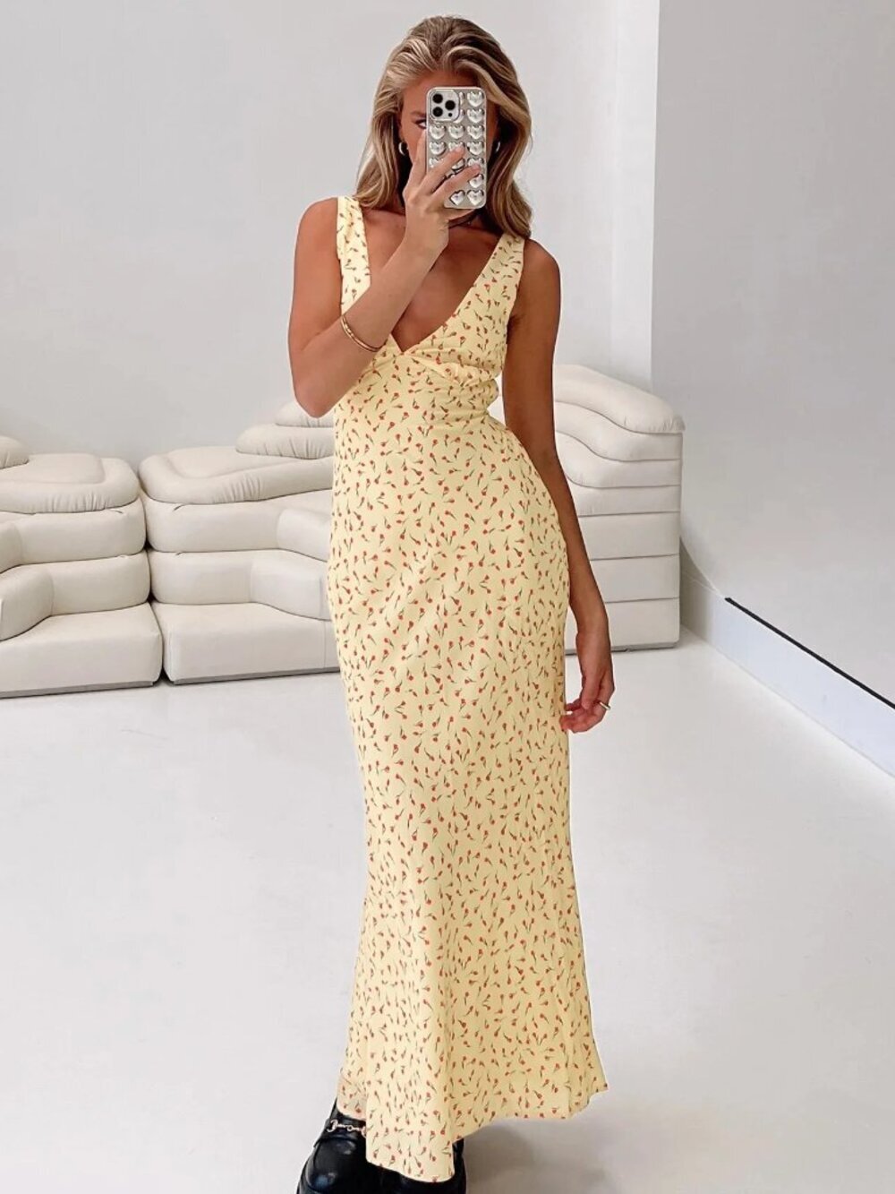 Princess Polly Nellie Maxi Dress Yellow Red Floral Size 2
